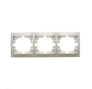 Рамка электроустановочная Lezard / Лезард Mira (860463) 701-0300-148 горизонтальная без вставки, скрытая установка кремовая, 3 поста / для розеток и выключателей