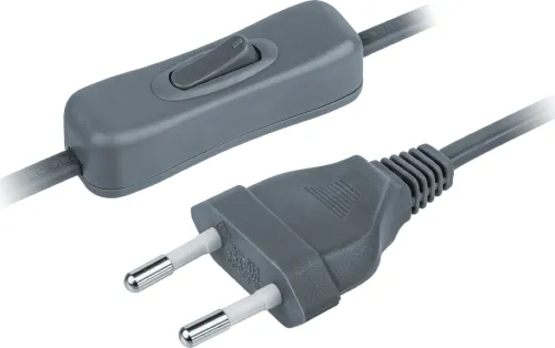 Шнур сетевой Navigator / Навигатор NPS-FS-170-2x0.5-GR с плоской вилкой без заземления, двухжильный, серый, длиной 1.7м / электрика