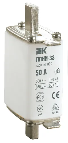 Вставка плавкая IEK ППНИ-33 габарит 00С, 50А 690В DPP11-050