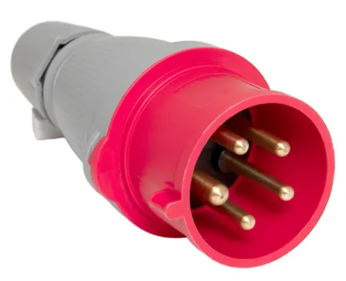 Вилка силовая EKF 025 переносная прямая 3Р+РЕ+N 32А 380В IP44