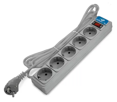 Сетевой фильтр DOMTOK с заземлением и выключателем, 5м, 2534