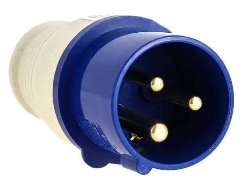 Вилка силовая кабельная EKF / ЕКФ 023 переносная прямая из самозатухающего пластика, синяя, 2Р+РЕ 32А 220В IP44, ps-023-32-220 / электрика