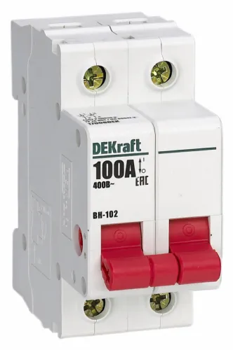 Выключатель нагрузки DEKraft ВН-102, 2P 100A, 17008DEK