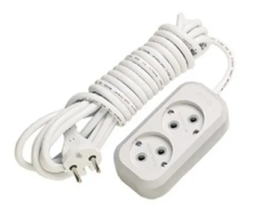 Удлинитель бытовой Makel / Макел без зазeмления, 10А IP20 2200Вт, 10 метров 2 розетки белый, MGP108