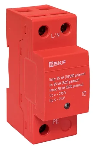 УЗИП EKF класс 1, 25kA, 1p, IP20, spd-t1-1p