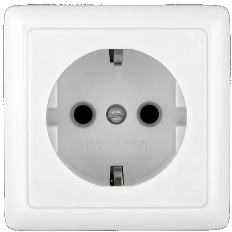 Розетка силовая штепсельная Systeme Electric / Систем Электрик Хит, 16А 250В IP20 белый, с заземляющим контактом RA16-133-B / электрооборудование