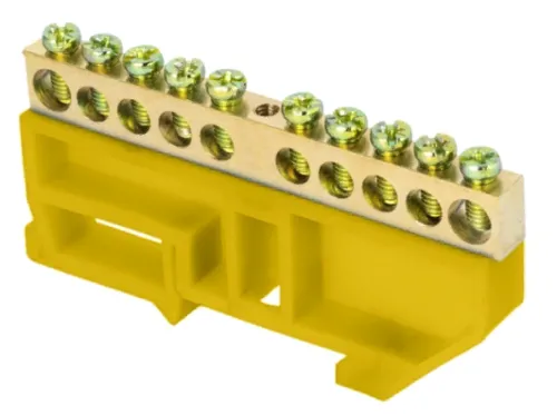 Шина EKF PROxima N нулевая, желтый изолятор, 100А, sn0-63-10-dz