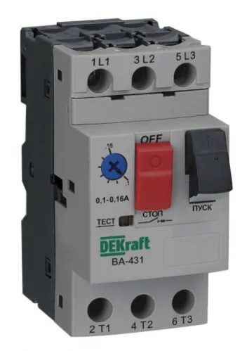 Пускатель DEKraft ВА-431, серый, 3P 690В 14А, 15кА, IP20