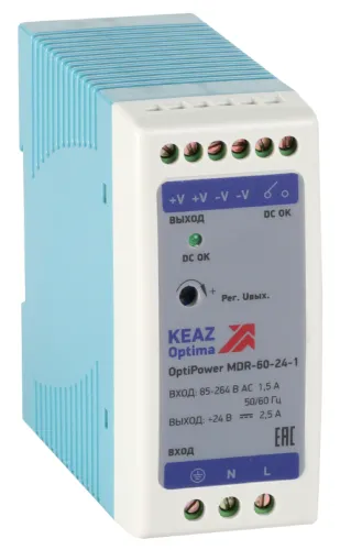 Блок питания КЭАЗ OptiPower MDR-60-24-1, 60Вт, 2.5А, 284541
