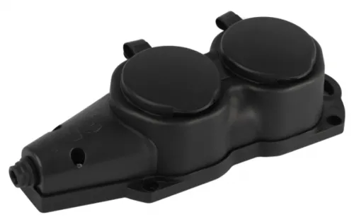 Блок розеток ЭРА KX-2e-B-IP44, 2 гнезда 16А с заземлением