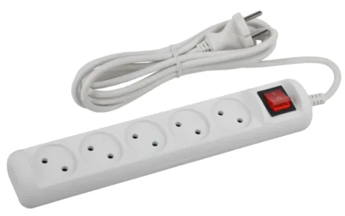 Удлинитель ЭРА U-5s-1.5m-2x1, 5 розеток, 1.5м, белый