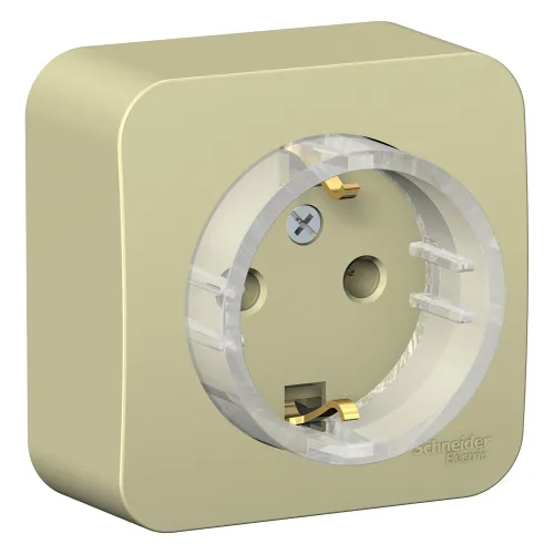Розетка силовая штепсельная Systeme Electric / Систем Электрик Blanca, 16А 250В IP20, бежевый с заземлением, изолирующая пластина, BLNRA110117 / электрооборудование