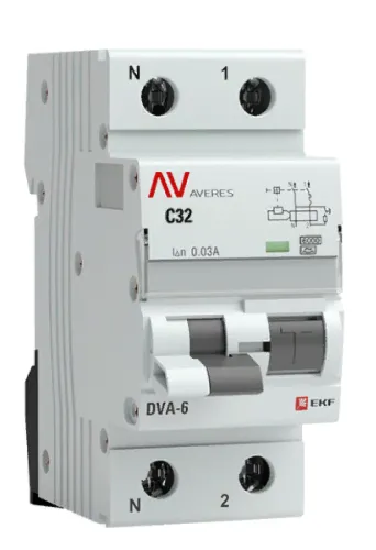 Дифференциальный автомат EKF Averes DVA-6, 1P+N 32А