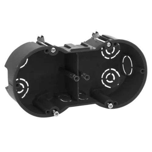 Подрозетник ЭРА KUP-2-70-45 двухместная с саморезами и металлическими лапками, 141х70х45мм, Б0051421, IP20, черный для полых стен / установочная коробка