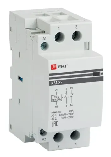 Контактор модульный EKF / ЕКФ PROxima КМ 2 модуля 32А 400В NО+NC, km-2-32-11 / коммутационное оборудование