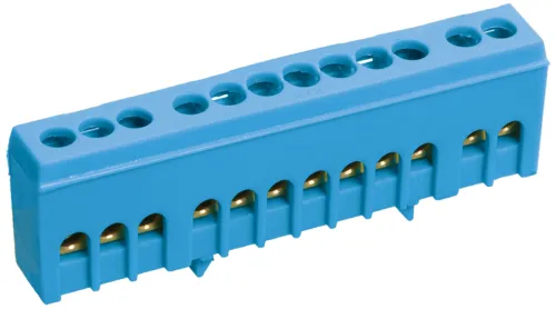 Шина IEK / ИЭК ШНИ-6х9-10-К-С N ноль в изолированном корпусе, латунь, 75×10×14мм, DIN-рейка 100А / соединитель проводов