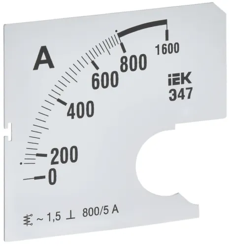 Шкала сменная для амперметра IEK / ИЭК Э47 800/5А, измерительная, белая, 72х72мм, класс точности 1.5 / аксессуары для измерительных приборов