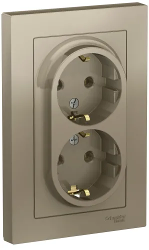 Розетка силовая штепсельная Systeme Electric / Систем Электрик AtlasDesign, 16А 250В IP20 шампань с заземляющим контактом ATN000524 / электрооборудование