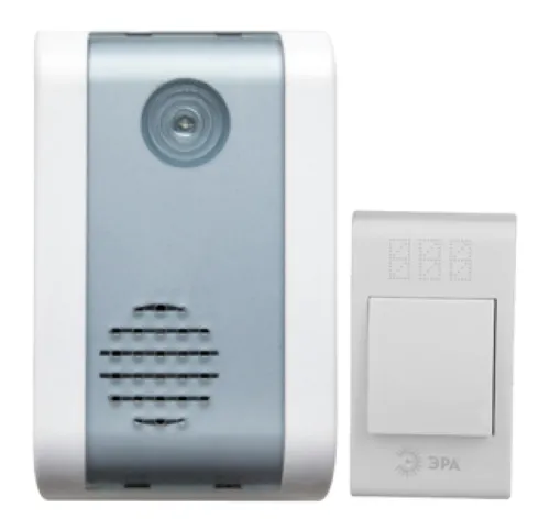Звонок дверной беспроводной ЭРА C31 с 32 мелодиями и световым сигналом, синий, IP20, 1 батарейка A23 и 2 батарейки АА, радиус действия 100м, Б0018494 / устройство для оповещения