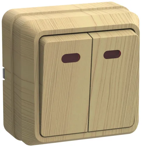 Выключатель IEK Октава ВС20-2-1-ОС, 10А IP20 с индикацией, сосна