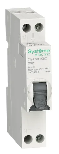 Дифференциальный автомат Systeme Electric City9 Set 1P+N 32A 30mA