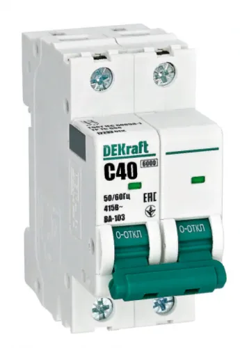 Автоматический выключатель DEKraft / ДеКрафт ВА-103, 2Р 40А характеристика С 4.5кА, 12293DEK / электроавтомат