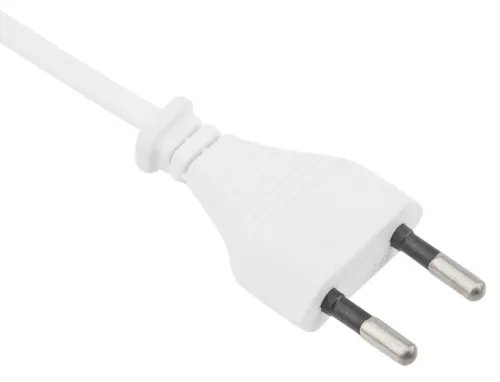 Шнур сетевой REXANT / Рексант с плоской вилкой, без заземления, двухжильный, белый, 2х0.5мм², длиной 1.8м / электрика