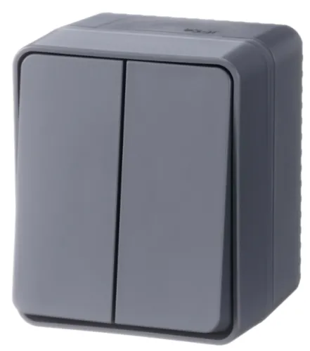 Выключатель Systeme Electric / Систем Электрик AtlasDesign Profi54, 10АX открытой установки, антрацит двухклавишный, ATN544051 / переключатель