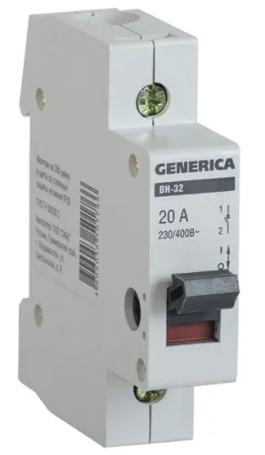 Выключатель нагрузки Generica ВН-32, 1П 20А, MNV15-1-020