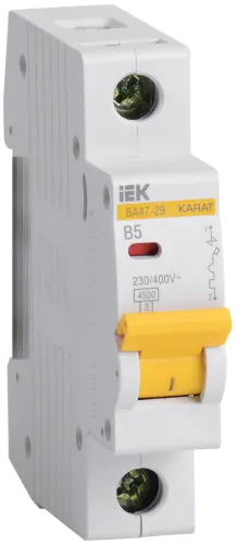 Автоматический выключатель IEK / ИЭК Karat ВА47-29, 1P 5A характеристика B, 4.5кА, MVA20-1-005-B / электроавтомат