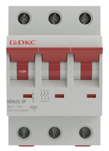 Автоматический выключатель DKC / ДКС YON max MD63S, 3P 16A характеристика D, 4.5кА, MD63S-3PD16 / электроавтомат