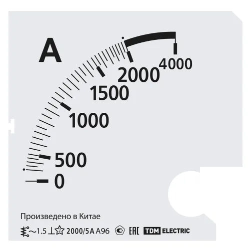 Шкала сменная TDM Electric Ш96 2000/5А-1.5, белая, 96х96мм