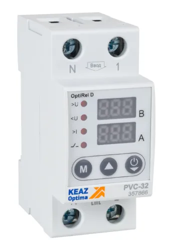 Реле напряжения КЭАЗ OptiRel D PVC-63, 63А, 220В, белый