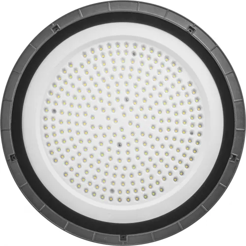 Светильник подвесной потолочный ОНЛАЙТ OHB-01-150-5K-LED светодиодный для высоких пролетов, в корпусе из алюминия, черный, размер 295х30мм, 150Вт, 15000Лм, 5000К, IP65 / освещение