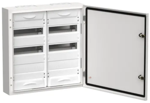 Щит распределительный IEK / ИЭК TITAN 5 ЩРН 72, стальной белый, 72 модульных расстояния 3 ряда, степень защиты IP54, размером 585х570х140мм / электрика