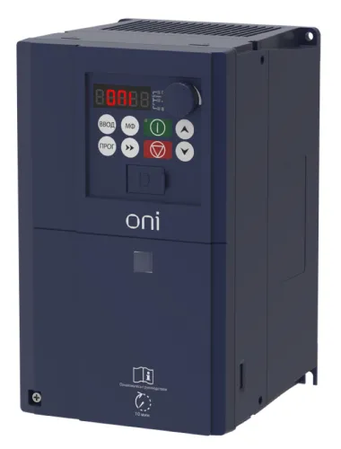 Частотный преобразователь ONI / ОНИ FC-431 со встроенным тормозом, в пластиковом корпусе синий, 235х160х143мм, 10-13А, 4-5.5кВт, 320Гц, 380В, IP20 / электрика