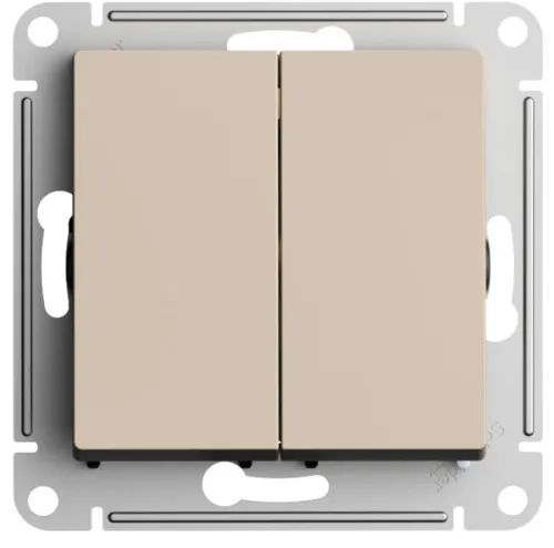 Перекрестный выключатель Systeme Electric / Систем Электрик AtlasDesign переключатель двухклавишный 2x сх.7, в корпусе из пластика, песочный, размером 71х41мм, 10АХ, 250В, IP20 / электрика