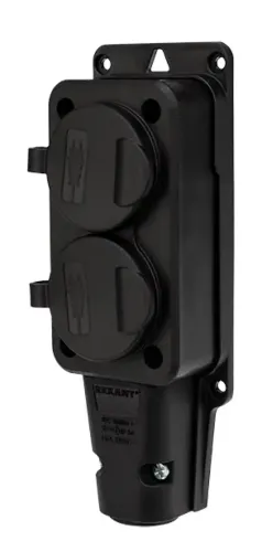 Блок розеток REXANT 2 гнезда каучук 16А IP54 черный 111-112