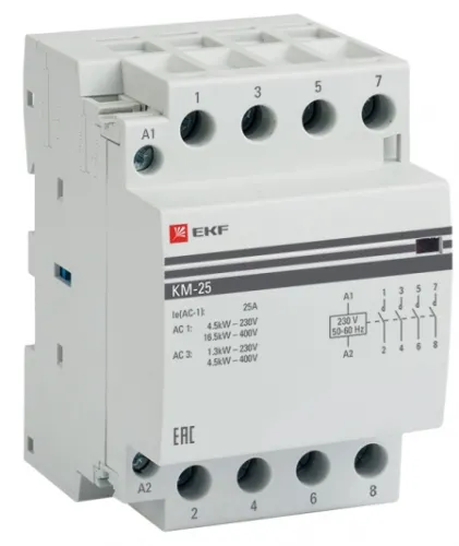 Контактор модульный EKF 4NO 25A 230V 3 модуля km-3-25-40