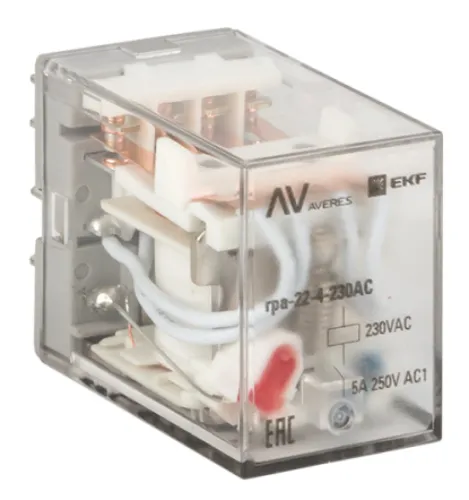 Реле промежуточное EKF Averes RPA 22/4, 5А 230В, rpa-22-4-230AC