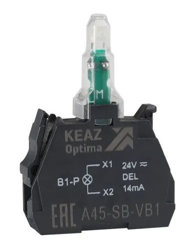 Световой блок КЭАЗ OptiSignal D22 A45-SB-VB3 для устройств управления и сигнализации с защитой от наводок, зеленый, 24В AC/DC ZBVB3 / электрика