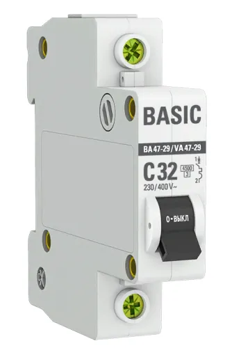 Автоматический выключатель EKF / ЕКФ ВА47-29 Basic 1Р 32А характеристика С 4.5кА, mcb4729-1-32C / электроавтомат