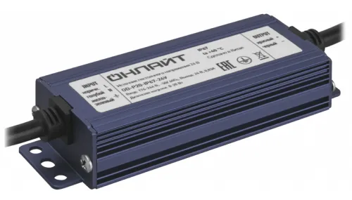 Драйвер ОНЛАЙТ OD-P20-IP67-24V для светодиодных изделий, в металлическом корпусе, синий, 112х37х22мм, 0.83А, 20Вт, 24В / блок питания