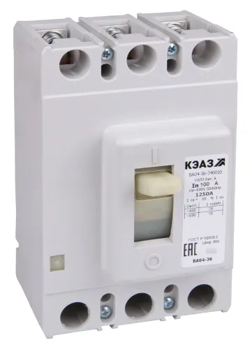 Автоматический выключатель КЭАЗ ВА 04-36, 3P 63А, 8кА, 107570 / электроавтомат