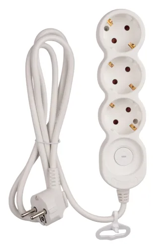 Удлинитель Jazzway EX-03GS-150, 3x1мм², 3 розетки, 1.5м, 16А, белый