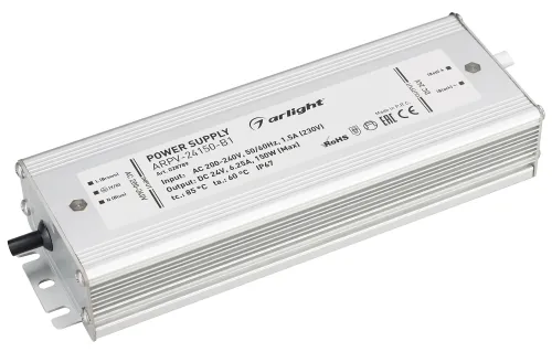 Драйвер Arlight / Арлайт ARPV-24150-B1 для светодиодных изделий, влагозащищенный в металлическом корпусе, серый, 202х67х34мм, 6.3А, 150Вт, 24В, IP67 / блок питания
