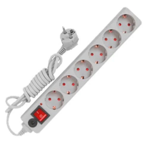 Сетевой фильтр UNIVersal / Юниверсал с заземлением и выключателем, ПВС 3х0.75, 10А 2300Вт, 10 метров 6 гнезд, белый 967U-3010 / удлинитель