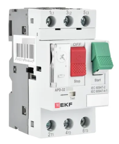 Пускатель ручной кнопочный EKF / ЕКФ PROxima АПД-32 с термомагнитным расцепителем, в пластиковом корпусе, серый, 3 полюса, 600В, 2.5А, IP20