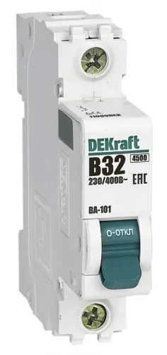 Автоматический выключатель DEKraft / ДеКрафт ВА-101, 1P 32А характеристика B, 4.5кА / электроавтомат