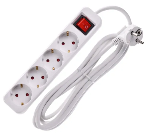 Удлинитель IEK UMA У04К, 2P+PE, ПВС 3х1.5мм², 16А, 3м, 4 розетки